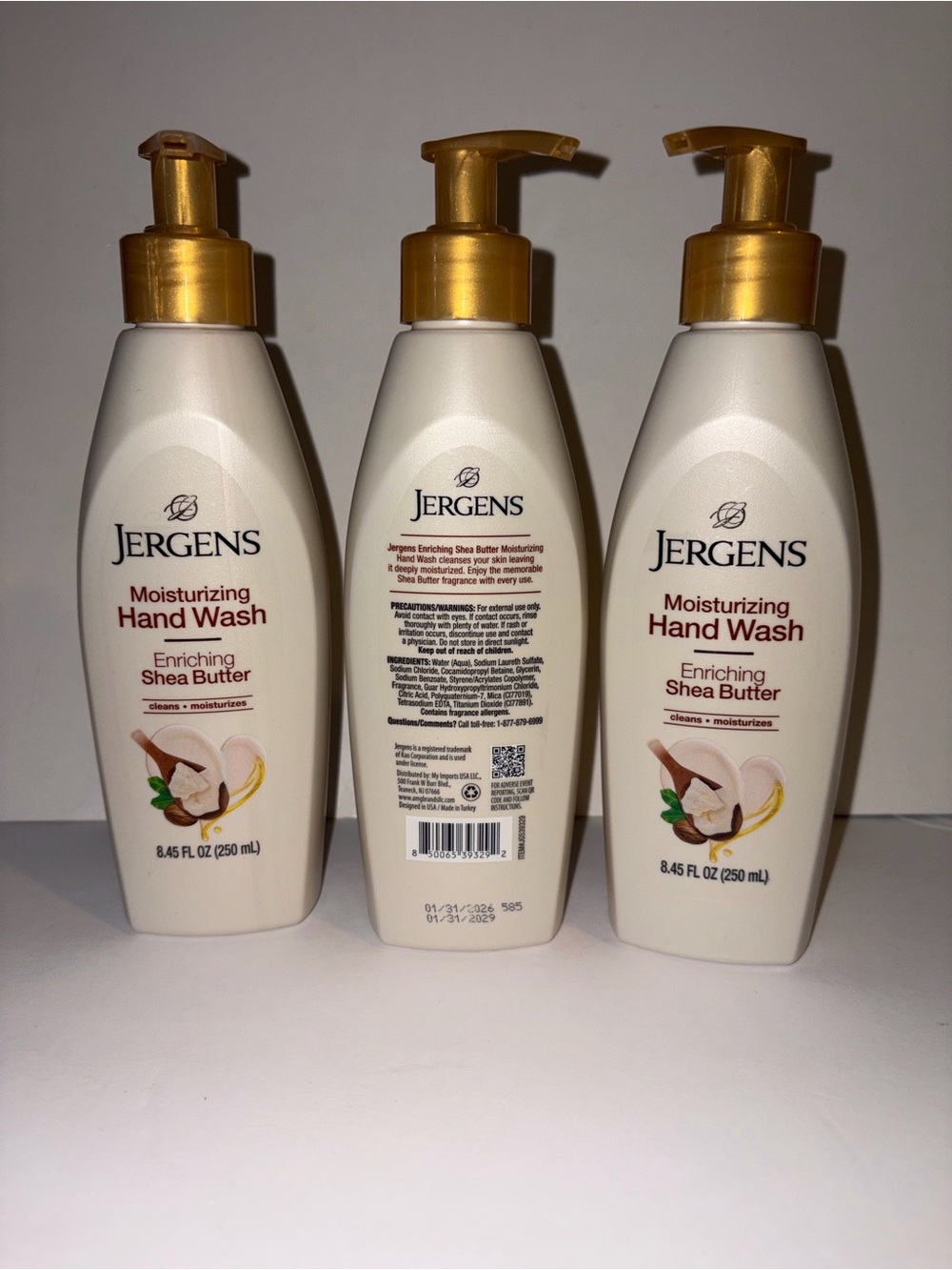 Jergens Hand Wash Enriching Shea Butter Liquid Soap 8.45 oz Set Of 3